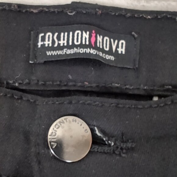 3/$20 Fashion Nova Ripped Knee Skinny Jeans High Waist Black Distressed Denim - Picture 8 of 16